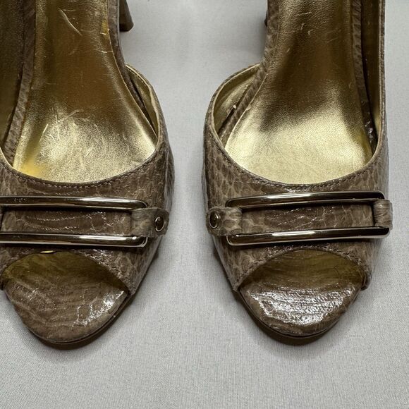 Anne Klein 2 D'orsay Snakeskin Embossed Peep Toe High Heel Shoes Women's Size 9 - Picture 3 of 12